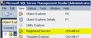 Registered Servers View Menu Option (SSMS)